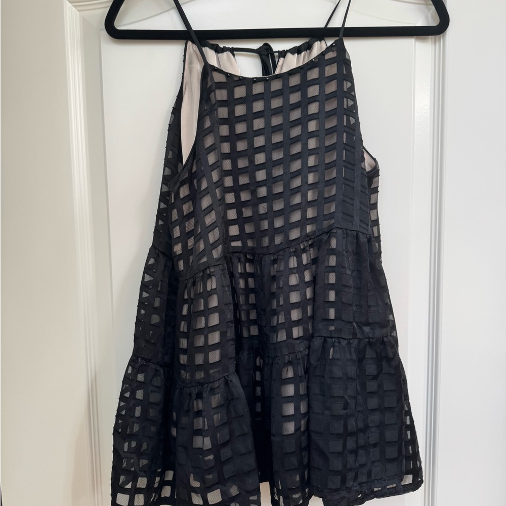 HD in Paris Grid Overlay top with Cream Lining size S